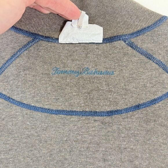 Tommy Bahama Mens Small Blue Grey Reversible Half Zip Casual Tight Knit Sweater‎ - Picture 9 of 11